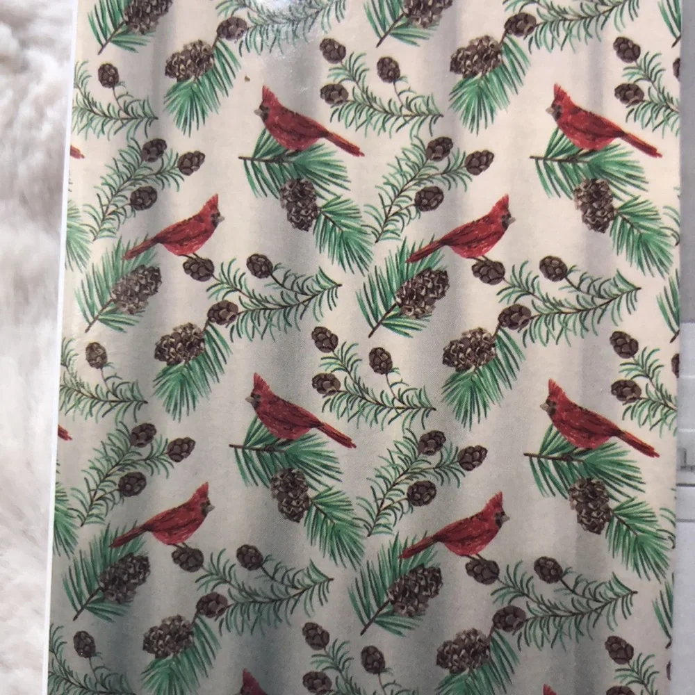 Holiday Red Cardinal Bird Pinecone Print Shower Curtain